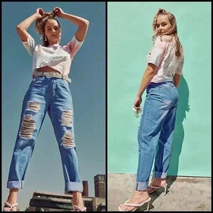 Skinny Fries Daisy Distressed Mom Jeans Size 15